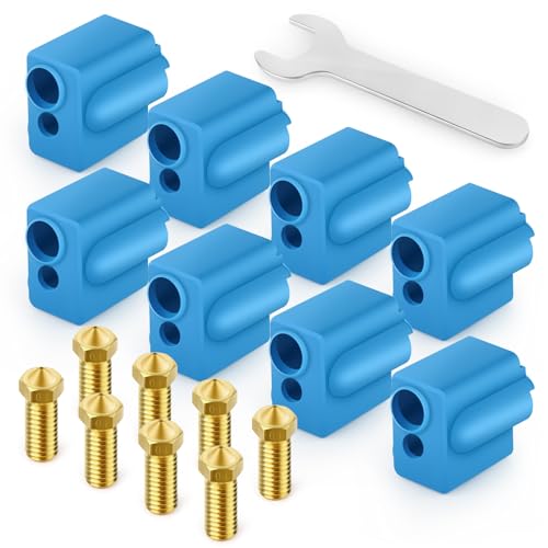QCDENG 16pcs 0.4mm Brass Nozzles and Silicone Socks, 3D Printer Accessories for Anycubic Vyper, Kobra Max