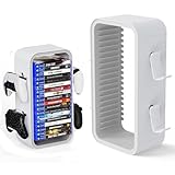 wigmoaゲームソフト 収納タワー ストレージスタンド PS5/PS4/PS3/Xbox Series S & X/Switch ブルーレイ【18枚収納可能+コントローラーホルダー付き】ゲームカセット 便利グッズ 省スペース 縦置きスタンド. OYO-1 (白/グレー)