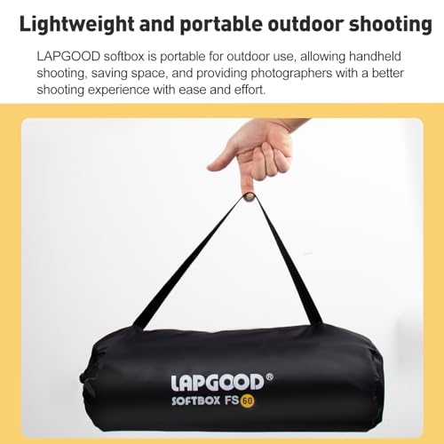 LAPGOOD FS60 Softbox 60cm Softboxes, Quick Release Foldable Softbox with Honeycomb Grid, S-Type Flash Bracket, Bowens Mount and Carrying Bag, Soft Box for Studio Photography Video Flash
