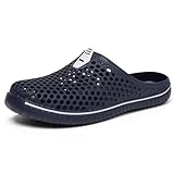 SAGUARO Clogs Pantoletten Herren Damen Sommer Atmungsaktiv Hausschuhe Gartenschuh Beach Slipper Dunkelblau 45