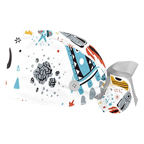 Casquettes de travail ajustables pour hommes et femmes calots de cuisine à motif