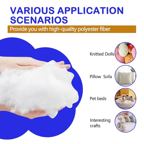 1500g/52.9oz Polyfill Stuffing for Stuffed Animals,Toys, Cloud Decorations, and More Crafts - Hypoallergenic Soft Pillow Filling Stuffing, High Resilience Fill Fiber, Machine Washable, Natural White