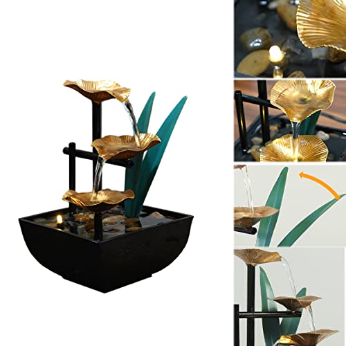 Tabletop Fountain,Water Fall Indoors,Fountain Desktop 3-Tier Indoor Relaxation Fountains Waterfall,Lotus Fountain Mini Waterfall For Indoor Spaces(Lotus) #TOP5