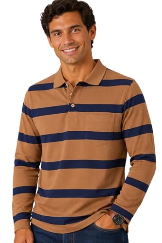 Image of SANE ORIGINALS Men's Full Sleeve Polo T-Shirt with Pocket, Premium Cotton Blend Collar Neck Tee