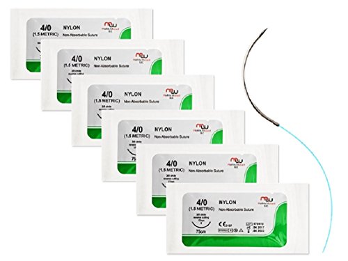 Sterile Sutures Thread with Needle (6 Suture Pack) for Medics, Medical, Physician Assistant, Nursing, Veterinary Student