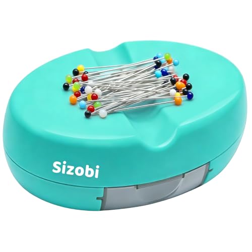 Image of Sizobi Magnetic Pin Holder with 100 Pcs Pins, Sewing Supplies Organizer | Magnetic Pin Cushions for Sewing, Needle Magnetic Quilting Pins Holder Organizer, Bobby Pin Holder, Paper Clip Holder