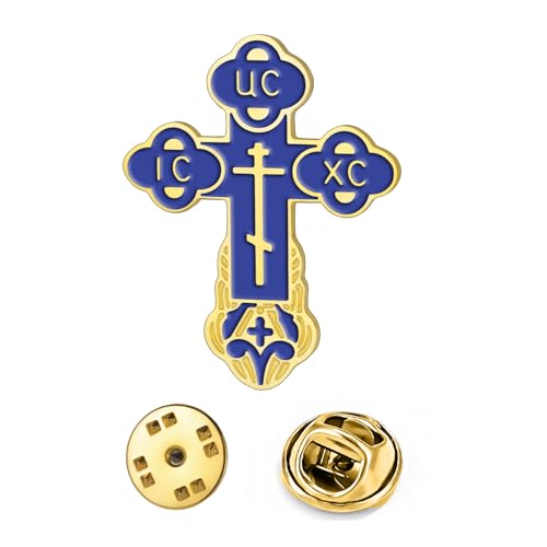 Image of TEAMER Cross Brooch Lapel Pin For Men Russian Orthodox Crucifix Eastern Church Cross Tie Pins Religious Christian Prayer Jewelry