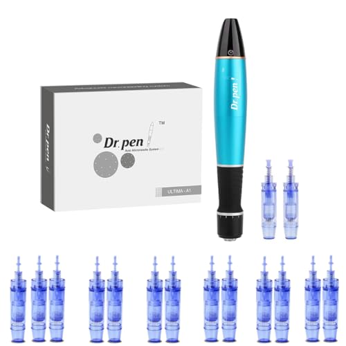 Dr. Pen A1 Professional Wireless Microneedling Pen, Electric Microneedling Machine with 10Pcs 12Pin & 5pcs ROUND NANO Cartridges, Skin Care Kit for Wrinkle Stretch Marks Scar Hair Loss