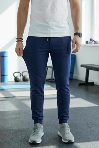 Image of KASHVI Men's Athletic Pants Running Workout Joggers Lightweight Gym Jogging Track Casual Trackpants with Pockets -AI IST TP220 M Navy Blue