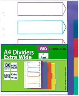 A4 File Dividers Plastic Coloured Tabs Subject Filing Numbered A-Z (10 Part A4 Dividers)