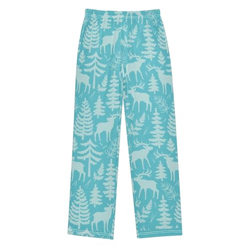 visesunny Boy's Pants Blue Moose Soft Long Bottoms Elastic Waist Trousers Sweatpants with Pockets L