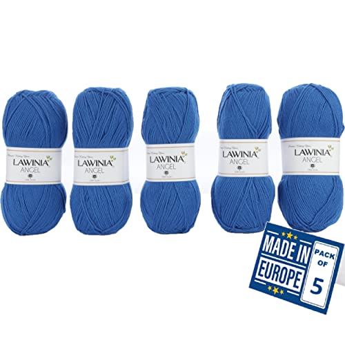 LAWINIA, ANGEL Premium DK Double Knitting Wool 100g Balls, Pack of 5, Each 280m 100% Acrylic OEKO-TEX Certified