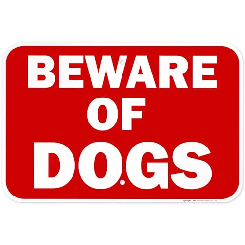 Beware of Dog Sign, Red Background,