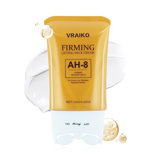 VRAIKO AH-8 Crema Reafirmante para el Cuello, Crema Rodillo para el Cuello 2-en-1 Gua Sha con AH8 y Ceramida NP, Nutrir e Hidratar la Doble Mentira para el Lifting Facial (1 pc, 120g)