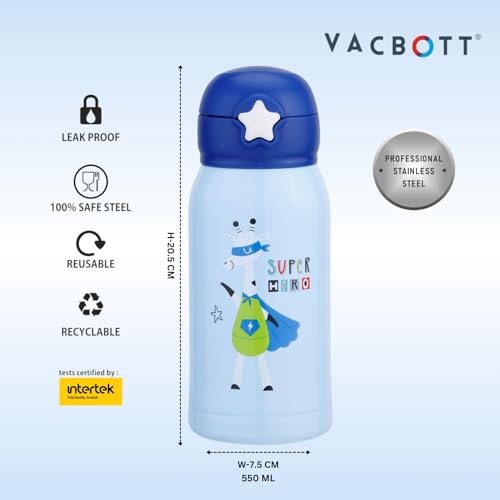 Image of CLAY CRAFT VACBOTT Kids Double Walled 18 Hours Hot and 24 Hours Cold Water Bottle-550ML, 2-Piece Steel Bottles for Travelling|BPA-Free|Leak Proof|BIS Certified|1Year Limited Warranty