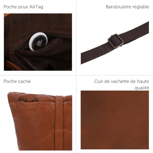 Sac à épaule en cuir Gusti Auna, l'élégance du marron