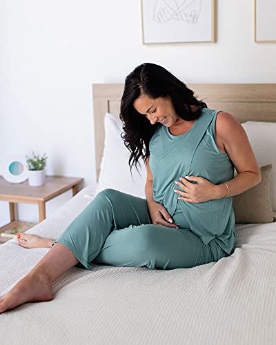 Kindred Bravely Tulip Hem Maternity & Nursing Pajamas | Nursing Pajama Set (Aqua, Medium) #TOP5