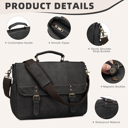 Bolso Messenger de Cuero para Hombre 15.6 Pulgadas miniatura 6