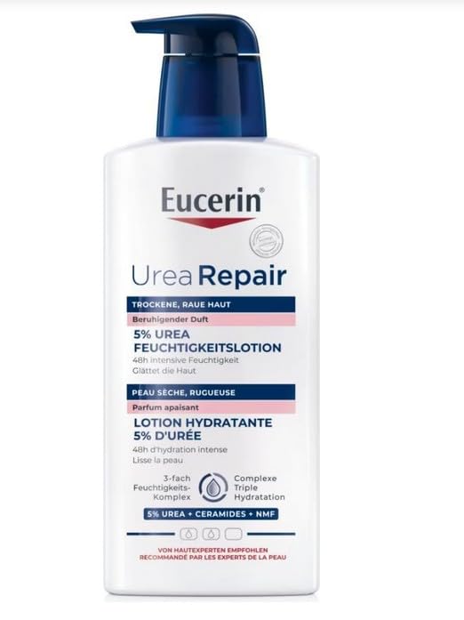 Eucerin UreaRepair PLUS Lotion 5% mit beruhigendem Duft – 48h intensive Pflege für trockene bis sehr trockene Haut, 400 ml Creme