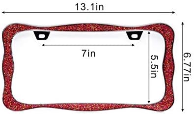 creathome 3D Shining License Plate Frame, Chrome with Shining Red Chunky Gliter, Pure Zinc Alloy Metal - Image 7