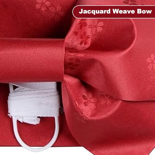 Kimono Belt 55x7'' Japanese Traditional Obi Belt Jacquard Weave Bow Pre-Tied Obi Belts for Women, Red, Bow Belt2
