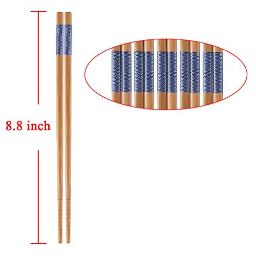 image for Antner 5 Pairs Bamboo Chopsticks Reusable Japanese Style Chopstick Gif