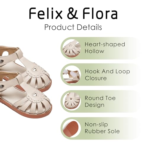 Image of Felix & Flora Toddler Girls Sandals Flower Girl Shoes Soft Rubber Princess Flat Shoes