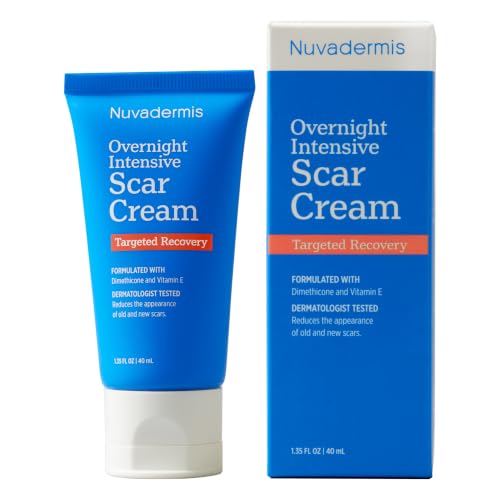 NUVADERMIS Overnight Intensive Scar Cream with Retinol Allantoin Vitamin E Betaine 1.35 Fl Oz PM Scar Cream Treatment for C-Sections Keloids & Post-Surgery Care