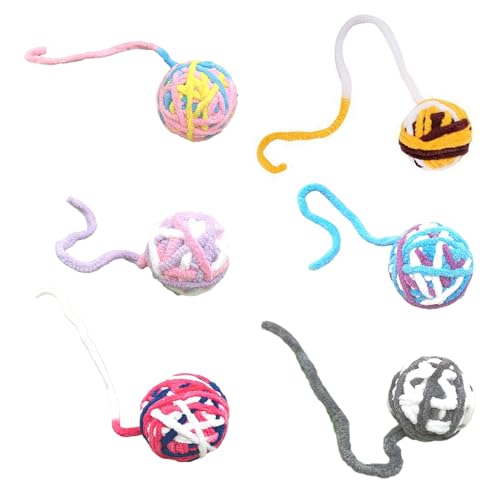 Smbcgdm Katzenspielzeug mit feiner Verarbeitung, langlebig, zum Kratzen, interaktiver Ball, klingende Glocke, kratzfest, lustig, Plüsch, helle zufällige Farbe