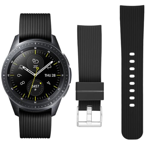 Image of INF Silicone Replacement Wrist Band Compatible with Samsung Galaxy Watch 42 mm SM-R810 /SM-R815, Soft Sport Strap for Women /Men, Breathable quick release with silver Metal Clasp