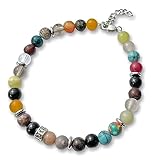 DreamLife Multicolored Gemstone Bracelet - Vibrancy, Balance, Unity - Adjustable Lobster Clasp and Latex Free Stretch Cord - Support Addiction Recovery Programs (Medium)