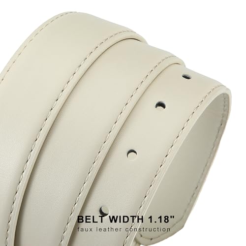 Earnda Women's Casual Belt for Jeans Pants Faux Leather Ladies Waist Belts for Dresses with Gold/Silver Buckle4