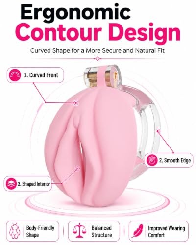 Image of Flat Chastity Cage Sissy Pink Silicone Soft Realistic Vagina (Pink)