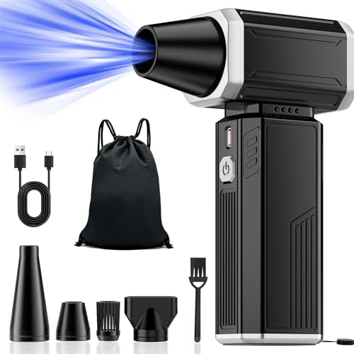 Compressed Air Duster, 1-180000 Adjustable Speed Super Power Cordless Air Duster Turbo Mini Blower with Rechargeable for PC Cleaning Kit Keyboard Cleaner Dust Blower for Computer House Outdoor and Car