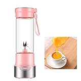 Licuadora Smoothie 150W, Mini Licuadora Portátil, Con 6 Cuchillas De Acero Inoxidable, Licuadora Batidora Multifuncional Con USB Recargable Para Batidos, Frappe, Frutas Y Verduras, Sin BPA,Pink 12v
