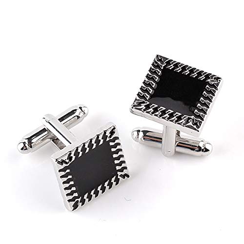Daesar Mancuernillas para Camisa Hombre Relámpago Plateadas Negras miniatura 3