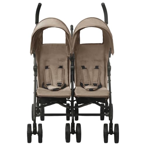 Cochecito doble topo de acero con 12 ruedas, respaldo plegable y ajustable, sistema de plegado con una mano, reposapiés, capota y cesta para paseos y aventuras familiares
