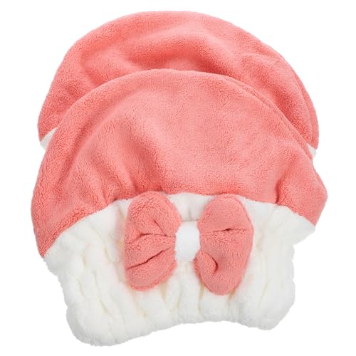 HAMPPLIES 2 Piezas Gorros Secado Rápido de Microfibra Unidades Absorbentes y Suaves para Cabello Húmedo Diseño Bicolor Blanco y Rosa para Mujeres y Niñas