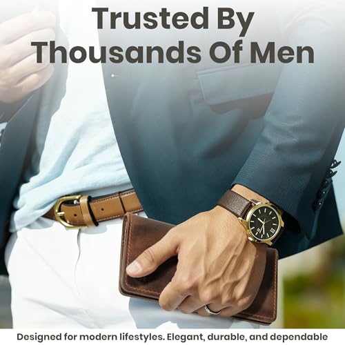 Image of Hand Stitched Genuine Top Grain Long Leather Wallet for men | RFID Blocking Bifold Tall Mens Wallet | 1 ID Window | Total 10 Slots | Perfect leather gifts for men - TAN