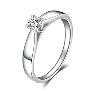 JewelryPalace Zirkonia Verlovingsring Trouwringen Belofte Verlovingsring Zilver 925 Dames, Solitaire Ring Zilveren Ringen Trouwringen Voorstelring Entourage Ring Ringen, Damessieraden Rosé Goud