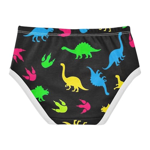 Girls Underwear Toddler 2t Cotton Girl Panties Cute Florals Underpants Briefs Colorful Dinosaur Footprints Black2