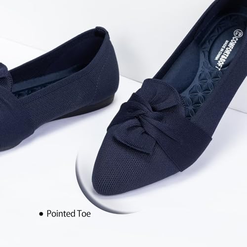 Image of Frank Mully Women's Casual Loafer Flats Slip On Loafer Shoes Comfortable Knit Flat Shoes Classics Pointy Toe Loafer Flats,for Work,Travel