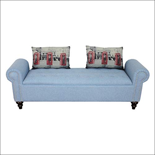 Liudan Shoe Bench Solid Wood American Sofa Fashion Storage Storage Bed End Stool Bedside Shoe Bench European Creative Simple Sofa Storage (Color : Blue, Size : M)