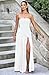 Memoriesea Women's Elegant Strapless High Split A Line Flowy Party Cocktail Maxi Dress White