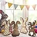 Beeveer 4 Pcs Easter Bunny Table Wooden Signs Bunny Shaped Farmhouse Decor Wood Easter Decorations Spring Rabbit Shaped Wooden Tabletop Centerpieces for Home Dining Room Office Tiered Tray Gift Indoor