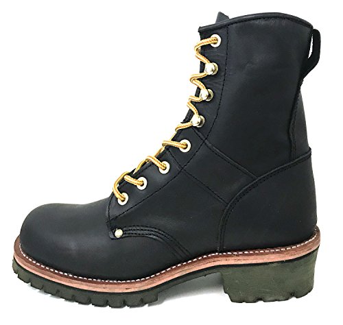 A1008S Men's Logger Boots 10" Full Grain Leather Oil Resistant Work Boots Black/Brown2