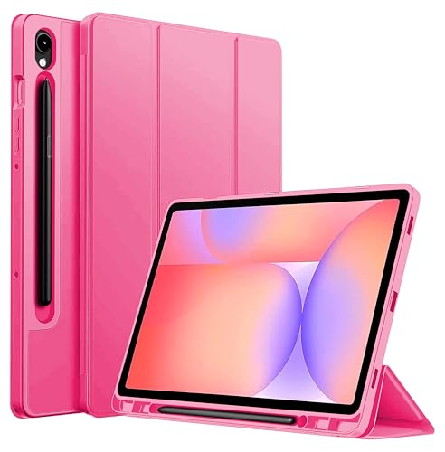 Image of ProElite Cover for Samsung Galaxy Tab S10 Lite 10.9 inch / Tab S9 FE 10.9 inch /Tab S10 FE /Tab S9 11 inch Cover, Soft Flexible Flip Case with S Pen Holder, Auto Sleep Wake, [Recoil Series] - Hot Pink