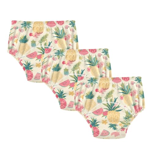 Foiosoh Baby Infant 3 Packs Potty Training Pants Leakproof Overnight Training Pants for Boys Girls Pineapple Fruit Pattern