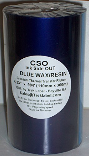 Cinta de transferencia térmica cera/resina azul 4.33" CSO