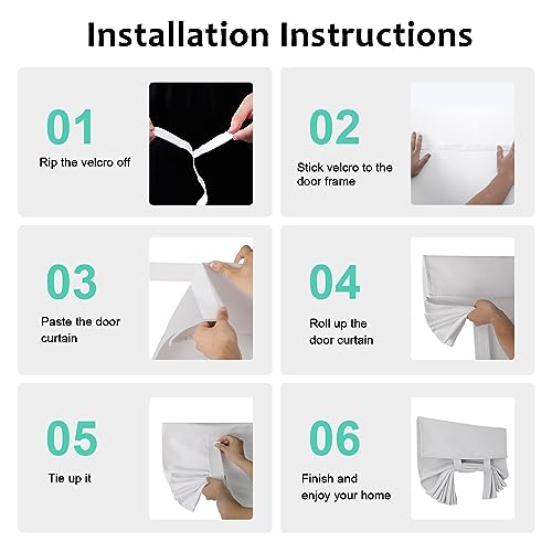 WdFour Seitentürvorhänge für Fenster, Raumverdunkelung, einfarbig, Fensterabdeckung für Glastür, Seitenlichtvorhang, Raffrollo, 76,2 x 203… – Ansicht 2